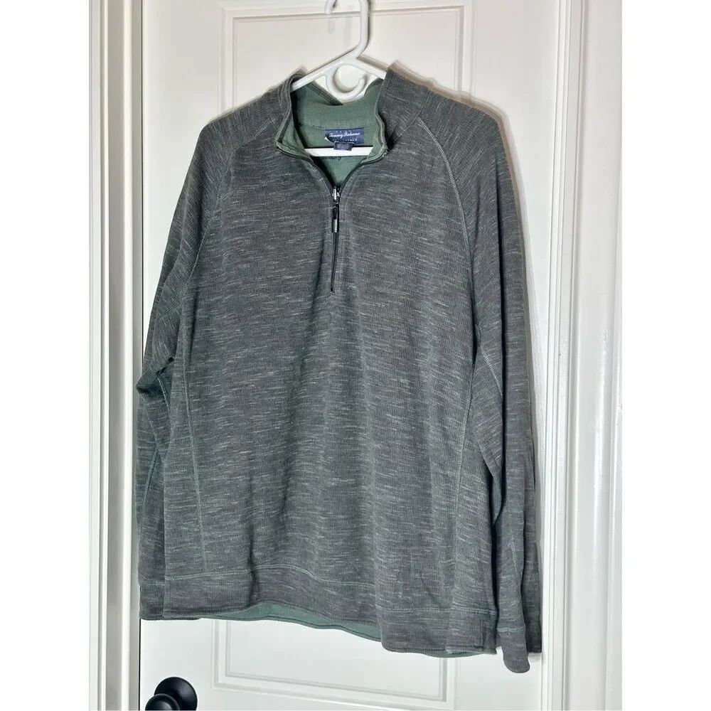Tommy Bahama men’s reversible green/gray 1/4 zip sweatshirt size XL